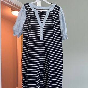 LOFT Blue Striped Dress